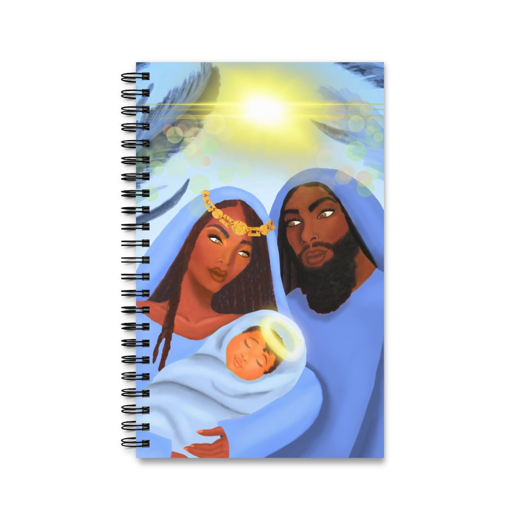 The Savior is Born (Blue): Spiral Notebook
