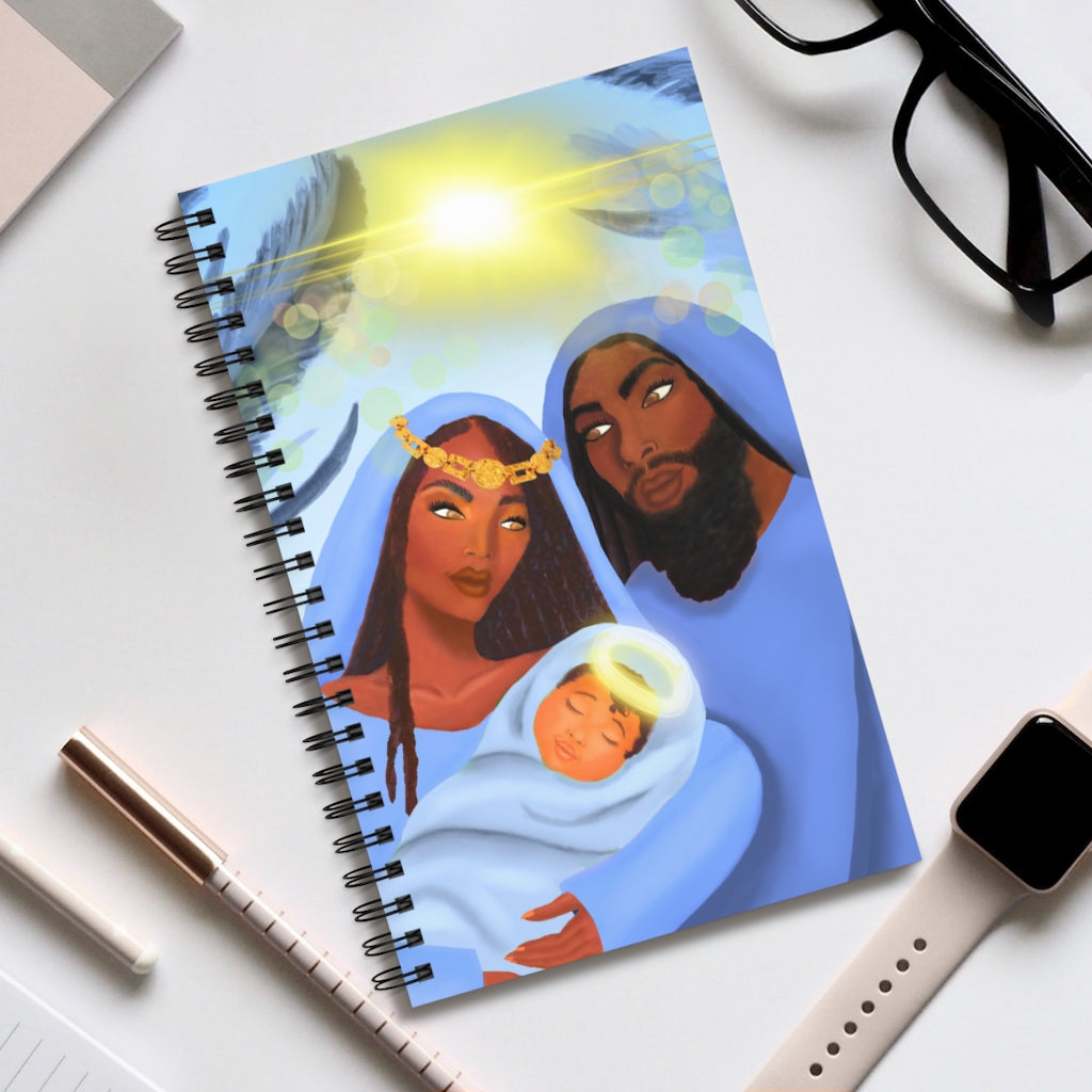 The Savior is Born (Blue): Spiral Notebook