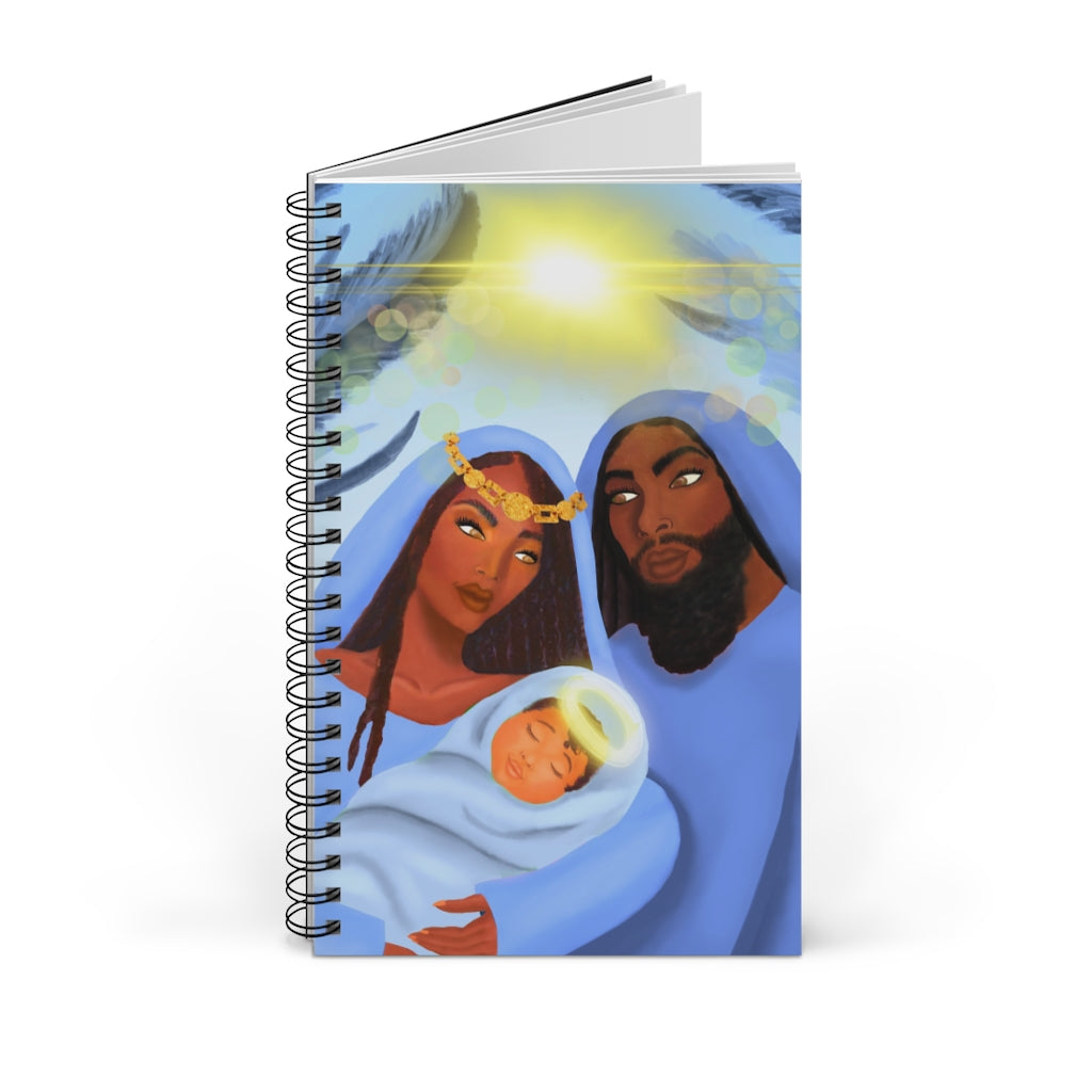 The Savior is Born (Blue): Spiral Notebook