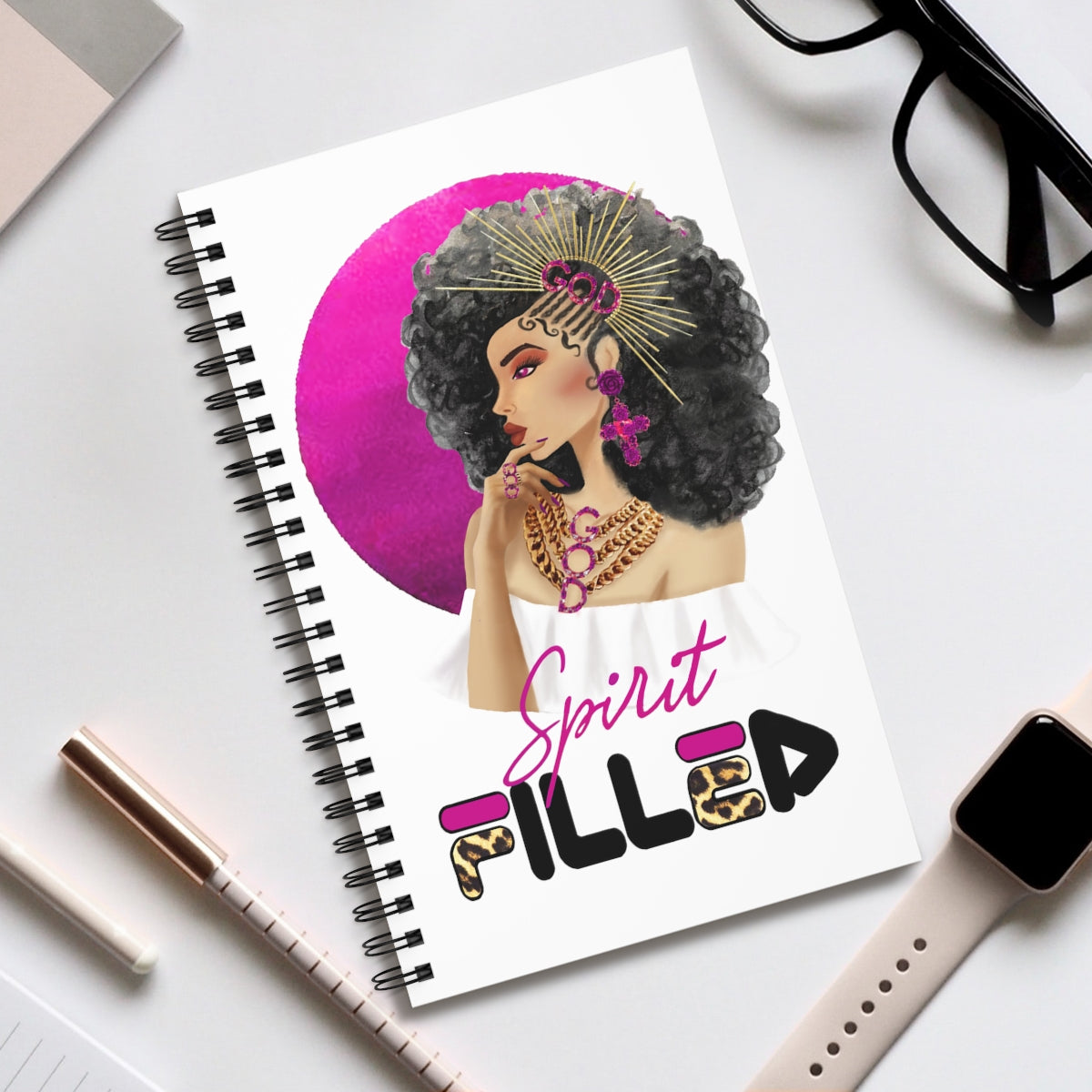 Crowned in Righteousness - Spirit Filled: Magenta Spiral Notebook