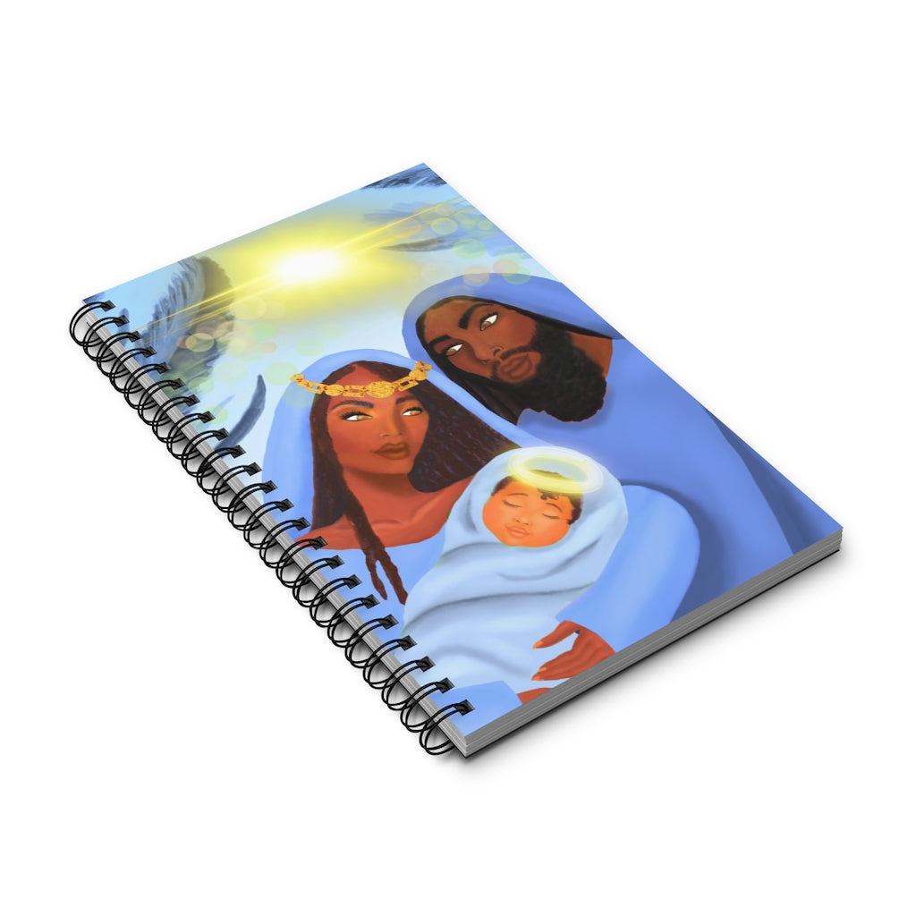 The Savior is Born (Blue): Spiral Notebook