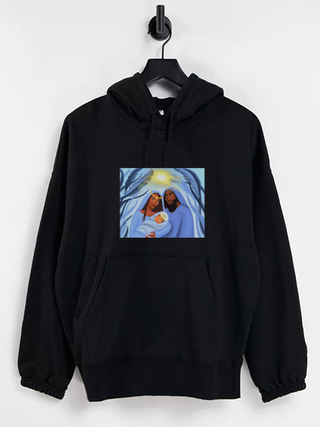 The Savior is Born (Blue): Women's Hoodie - Black
